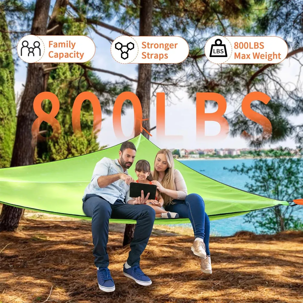 3 4 5 Person Triangle Hammock Portable Mesh Hanging Tree Tent Outdoor Camping Cycling Sleeping Bed Car Self Driving Beach Mat